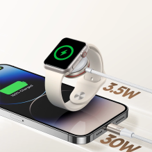 Joyroom 2 in 1 Lightning cable and inductive charger for Apple Watch 1.5m white (S-IW012)