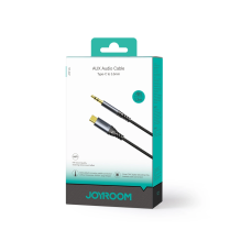 Joyroom garso perkėlimo serija SY-A07 mini lizdas 3,5 mm / USB-C kabelis 1,2 m – juodas