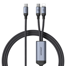 Joyroom Speedy Series S-A21 2in1 USB-C - USB-C / Lightning kabelis 100W 1,5m - juodas