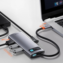  RETURNED ITEM Baseus Metal Gleam 6in1 Multifunctional USB Type C Hub - USB Type C Power Delivery 100 W / HDMI 4K 30 Hz 