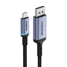 „Baseus“ didelės raiškos serijos USB-C prie „DisplayPort 1.4 8K 60Hz“ vienkryptis kabelis 1,5 m – juodas