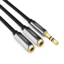 Ugreen AV123 headphone cable 3.5 mm minijack (male) - 2x 3.5 mm minijack (female) - black