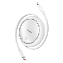 Baseus Free2Draw Mini USB-C – USB-C 100W 1m ištraukiamas laidas – baltas