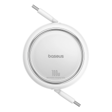 Baseus Free2Draw Mini USB-C – USB-C 100W 1m ištraukiamas laidas – baltas