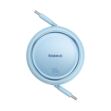 Baseus Free2Draw Mini USB-C – USB-C 100W 1m ištraukiamas laidas – mėlynas