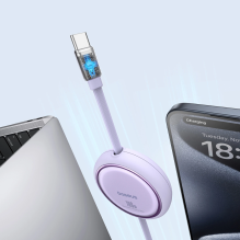 Baseus Free2Draw Mini USB-C – USB-C ištraukiamas laidas 100W 1m – violetinė