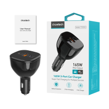 Choetech TC0024 car charger 160W 2x USB-C PD 3.1 1x USB-A - black