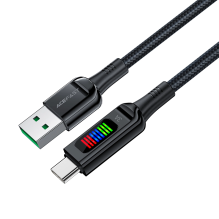 Acefast C7-04 USB-A USB-C 60W 1,2 m laidas su ekranu – juodas