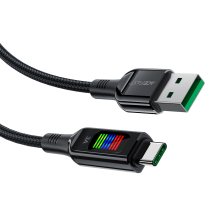 Acefast C7-04 USB-A USB-C 60W 1,2 m laidas su ekranu – juodas