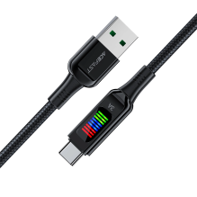 Acefast C7-04 USB-A USB-C 60W 1,2 m laidas su ekranu – juodas