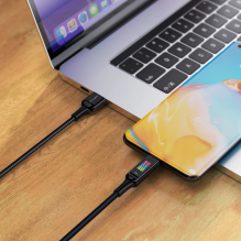 Acefast C7-04 USB-A USB-C 60W 1,2 m laidas su ekranu – juodas