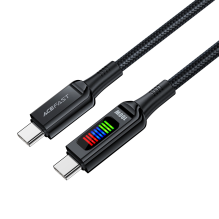 Acefast C7-03 USB-C USB-C 100 W 1,2 m laidas su ekranu – juodas