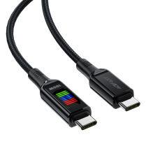 Acefast C7-03 USB-C USB-C 100 W 1,2 m laidas su ekranu – juodas