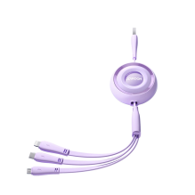 „Joyroom Colorful Series S-A40“ laidas, įtraukiamas 3in1 USB-A – USB-C / Lightning / Micro USB 1m – violetinė