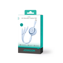 Joyroom Colorful Series S-A40 Cable Retractable 3in1 USB-A - USB-C / Lightning / Micro USB 1m - Blue