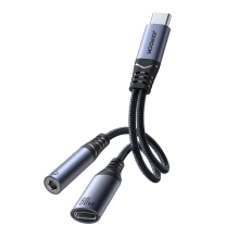 Joyroom SY-C02 2in1 DAC adapteris USB-C į USB-C / 3,5 mm mini lizdas - juodas