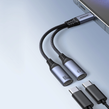 Joyroom SY-C03 USB-C į 2x USB-C 2in1 DAC adapteris – juodas