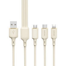 Dudao L7SE 3in1 kabelis USB-A - USB-C / Lightning / micro USB 66W 1,2m - smėlio spalvos