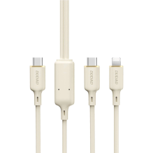 Dudao L7SF 2in1 laidas USB-C - USB-C / Lightning 100W 1,2m - smėlio spalvos