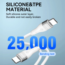 Wozinsky WSTCC1 USB-C / USB-C PD 65W laidas 1 m ilgio - baltas