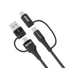 Wozinsky WNBAA 4in1 laidas 2x USB-C 1x USB-A 1x Lightning 60W 1 m - juodas