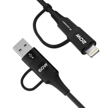 Wozinsky WNBAA 4in1 cable 2x USB-C 1x USB-A 1x Lightning 60W 1 m - black