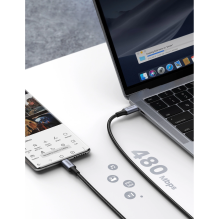 Ugreen US316 USB-C / USB-C laidas 480 Mb / s 5A 0,5 m - pilkas