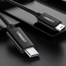 Ugreen US242 USB-C (vyriškas) / mini USB (vyriškas) laidas 1 m - juodas