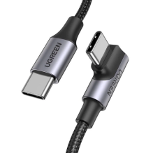 Ugreen US334 70643 USB-C (kampinis) / USB-C (tiesus) kabelis 100W PD 1m - juodas