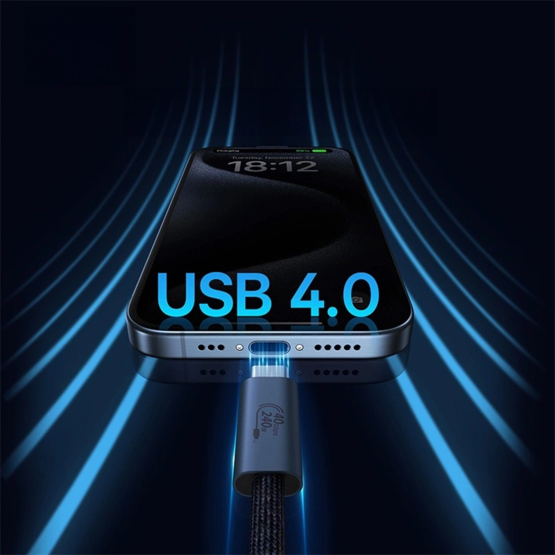 Baseus CB000068 USB-C – USB-C 240W PD 8K 60Hz kabelis 1m – juodas