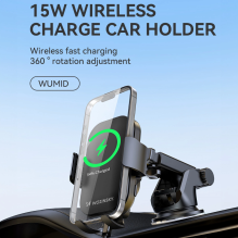 Wozinsky WUMID Phone Holder with 15W Inductive Charger for Car Dashboard - Black