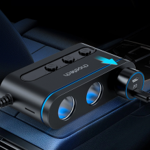 Choetech TC0021 automobilinis įkroviklis 2x USB-C PD 1x USB-A QC 3x cigarečių degiklio lizdas - juodas