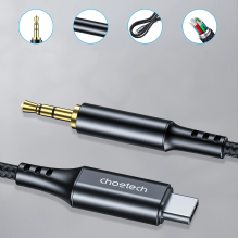 Choetech AUX006 USB-C / mini lizdas 3,5 mm laidas 1 m - juodas