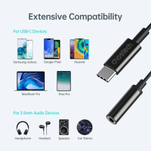 Choetech AUX003 USB-C / DC 3,5 mm garso adapteris - juodas