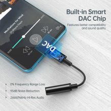 Choetech AUX003 USB-C / DC 3,5 mm garso adapteris - juodas