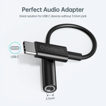 Choetech AUX003 USB-C / DC 3,5 mm garso adapteris - juodas