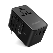 Choetech PD5020 35W EU / US / AUS / UK Travel Adapter with Built-in USB-C Cable - Black