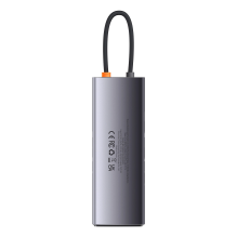 „Baseus Metal Gleam“ serijos 8in1 USB-C HUB – 2 x HDMI 3 x USB-A 3.2 1 x USB-C 1 x SD, TF kortelių skaitytuvas – pilka