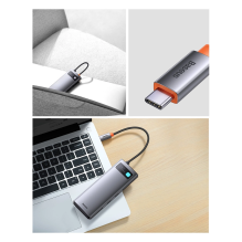 „Baseus Metal Gleam“ serijos 8in1 USB-C HUB – 2 x HDMI 3 x USB-A 3.2 1 x USB-C 1 x SD, TF kortelių skaitytuvas – pilka