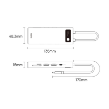 Baseus Metal Gleam Series 8in1 USB-C HUB - 2x HDMI 3x USB-A 3.2 1x USB-C 1x SD, TF card reader - grey