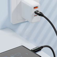 GRĄŽINTA PREKĖ USB C – USB C laidas Wozinsky WUCCC1 su PD ekranu 100W 1m – juodas