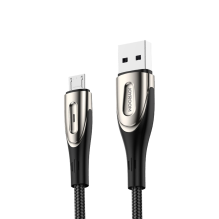 Joyroom Sharp Series S-M411 USB-A / micro USB 3A 1,2 m kabelis su įkrovimo indikatoriumi – juodas