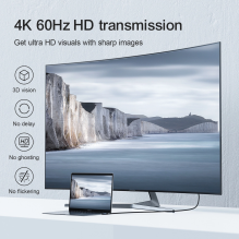 Joyroom SY-20C1 USB-C (kampinis) / HDMI (tiesus) kabelis 4K 60Hz 2m – pilkas