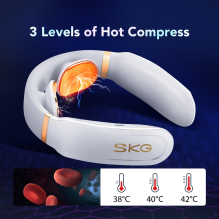 SKG K6E neck massager, electrostimulator with compress - white