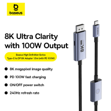 „Baseus“ didelės raiškos serija BS-OH139 USB-C / DP 8K PD 100W 1,5 m kabelis – juodas