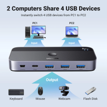 Ugreen CM662 USB 3.0 jungiklis 2-in-4 jungiklis + 2x USB-A laidas - juodas