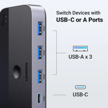 Ugreen CM662 USB 3.0 jungiklis 2-in-4 jungiklis + 2x USB-A laidas - juodas