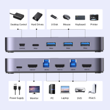 Ugreen CM664 HDMI jungiklis 2in1 KVM jungiklis - juodas