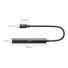 Ugreen CM545 DAC ausinių stiprintuvas nuo USB-C iki 3,5 mm mini lizdo - juodas