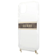  RETURNED ITEM Guess GUHCP13SKC4GBGO iPhone 13 mini 5.4&quot; Transparent hardcase 4G Brown Strap Gold Chain